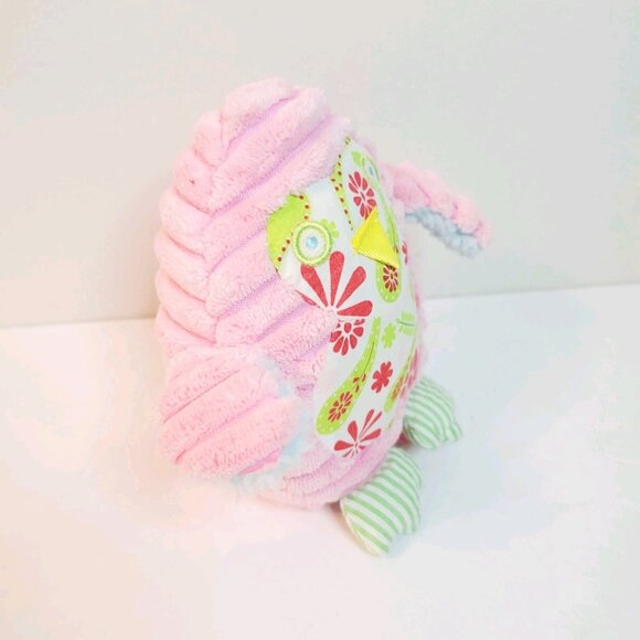 Mud Pie Baby OWL Pink Ribbed Corduroy Rattle Stuffed Plush Toy Floral Paisley - Picture 2 of 3